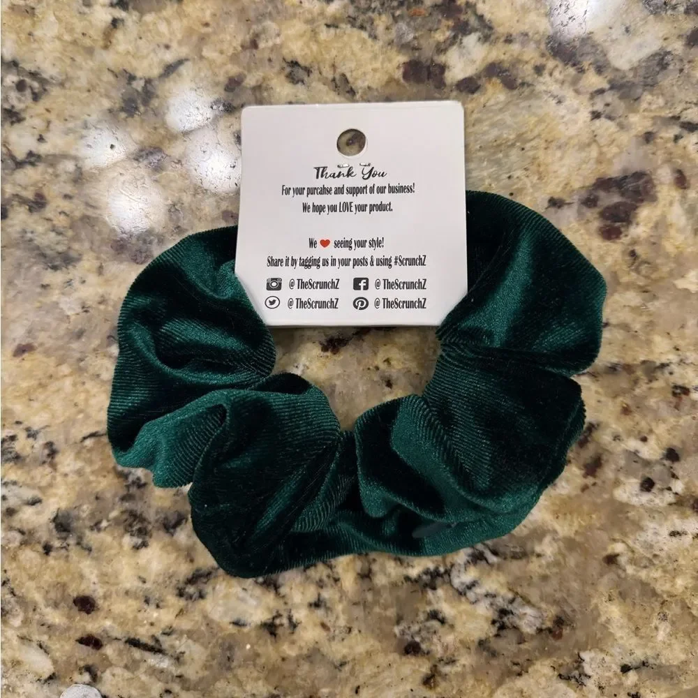 NWT Green Velvet Scrunchie w/ Zipper